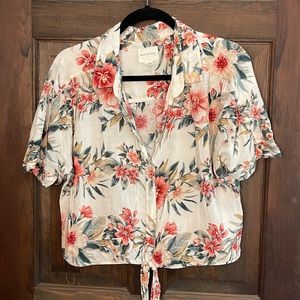 American Eagle floral, button-down crop top